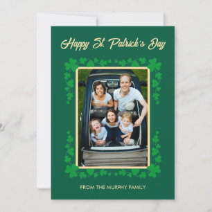 Minimalist lucky shamrock st. Patrick's Day Photo Holiday Card