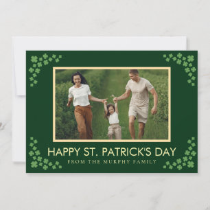 Minimalist lucky shamrock st. Patrick's Day Photo Holiday Card