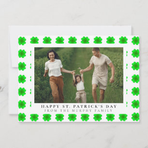 Minimalist lucky shamrock st. Patrick's Day Photo Holiday Card