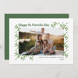 Minimalist lucky shamrock st. Patrick's Day Photo Holiday Card