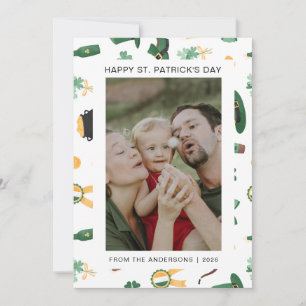 Minimalist lucky shamrock st. Patrick's Day Photo Holiday Card