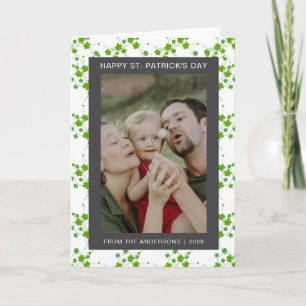 Minimalist lucky shamrock st. Patrick's Day Photo Holiday Card