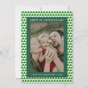 Minimalist lucky shamrock st. Patrick's Day Photo Holiday Card