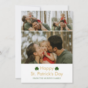 Minimalist lucky shamrock st. Patrick's Day Photo Holiday Card