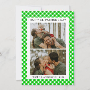 Minimalist lucky shamrock st. Patrick's Day Photo Holiday Card