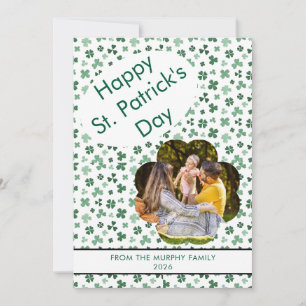 Minimalist lucky shamrock st. Patrick's Day Photo Holiday Card