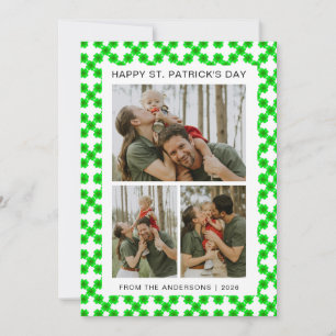 Minimalist lucky shamrock st. Patrick's Day Photo Holiday Card