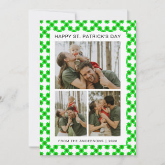 Minimalist lucky shamrock st. Patrick's Day Photo Holiday Card