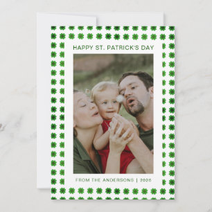 Minimalist lucky shamrock st. Patrick's Day Photo Holiday Card