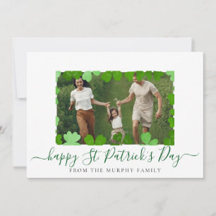 Minimalist lucky shamrock st. Patrick's Day Photo Holiday Card