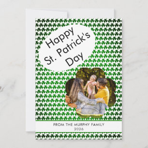 Minimalist lucky shamrock st. Patrick's Day Photo Holiday Card