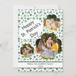 Minimalist lucky shamrock st. Patrick's Day Photo Holiday Card