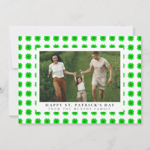 Minimalist lucky shamrock st. Patrick's Day Photo Holiday Card