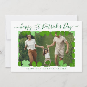 Minimalist lucky shamrock st. Patrick's Day Photo Holiday Card