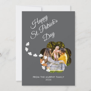 Minimalist lucky shamrock st. Patrick's Day Photo Holiday Card