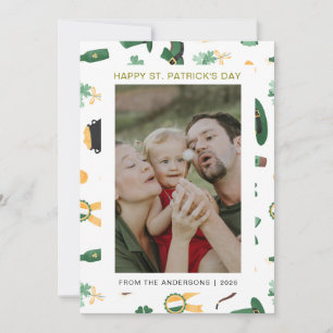 Minimalist lucky shamrock st. Patrick's Day Photo Holiday Card