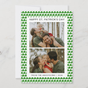 Minimalist lucky shamrock st. Patrick's Day Photo Holiday Card