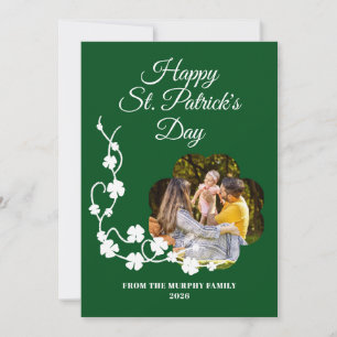 Minimalist lucky shamrock st. Patrick's Day Photo Holiday Card