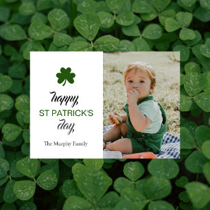 Minimalist lucky shamrock st. Patrick's Day Photo Holiday Card