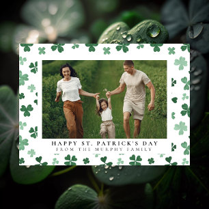 Minimalist lucky shamrock st. Patrick's Day Photo Holiday Card