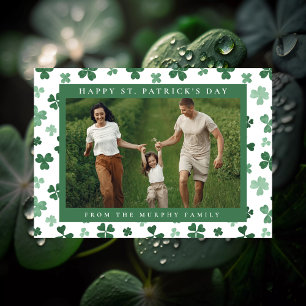 Minimalist lucky shamrock st. Patrick's Day Photo Holiday Card