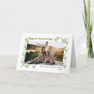 Minimalist lucky shamrock st. Patrick's Day Photo Holiday Card