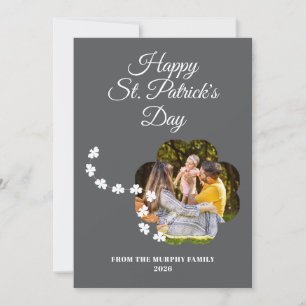 Minimalist lucky shamrock st. Patrick's Day Photo Holiday Card