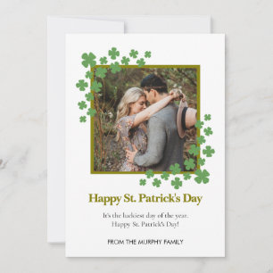 Minimalist lucky shamrock st. Patrick's Day Photo Holiday Card