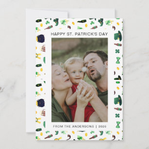 Minimalist lucky shamrock st. Patrick's Day Photo Holiday Card