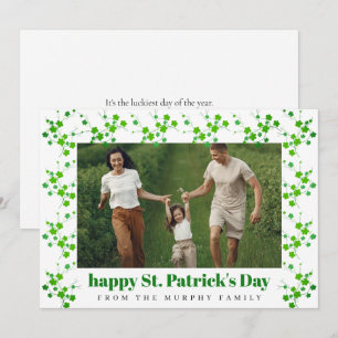 Minimalist lucky shamrock st. Patrick's Day Photo Holiday Card