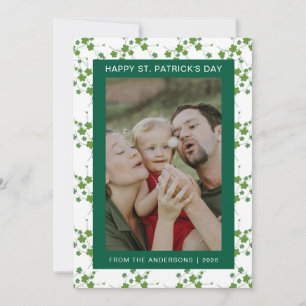 Minimalist lucky shamrock st. Patrick's Day Photo Holiday Card