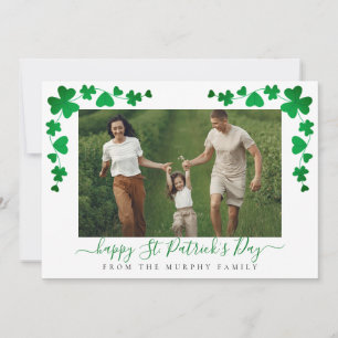 Minimalist lucky shamrock st. Patrick's Day Photo Holiday Card