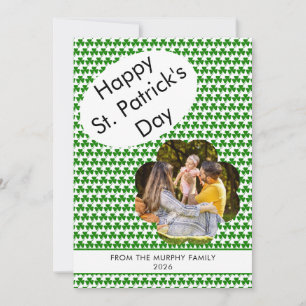 Minimalist lucky shamrock st. Patrick's Day Photo Holiday Card