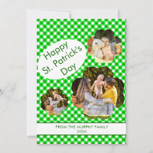 Minimalist lucky shamrock st. Patrick's Day Photo Holiday Card