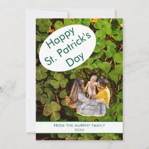 Minimalist lucky shamrock st. Patrick's Day Photo Holiday Card