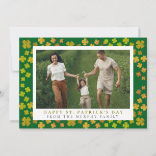 Minimalist lucky shamrock st. Patrick's Day Photo Holiday Card