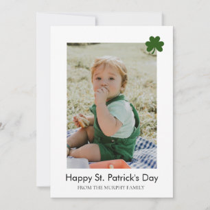 Minimalist lucky shamrock st. Patrick's Day Photo Holiday Card