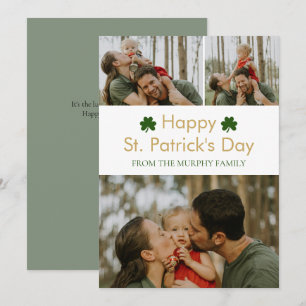 Minimalist lucky shamrock st. Patrick's Day Photo Holiday Card