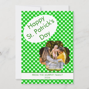 Minimalist lucky shamrock st. Patrick's Day Photo Holiday Card