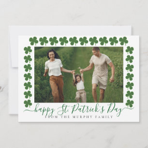 Minimalist lucky shamrock st. Patrick's Day Photo Holiday Card