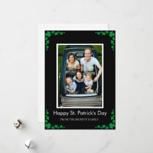 Minimalist lucky shamrock st. Patrick's Day Photo Holiday Card