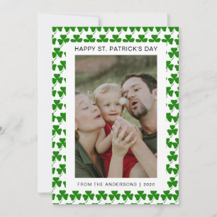 Minimalist lucky shamrock st. Patrick's Day Photo Holiday Card