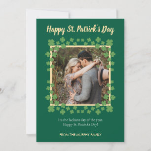 Minimalist lucky shamrock st. Patrick's Day Photo Holiday Card