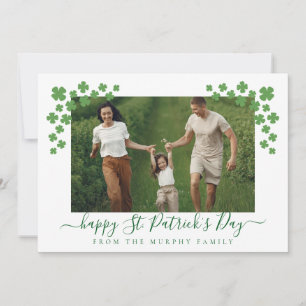 Minimalist lucky shamrock st. Patrick's Day Photo Holiday Card