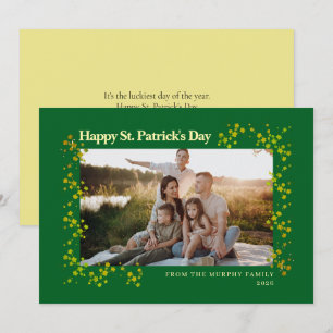 Minimalist lucky shamrock st. Patrick's Day Photo Holiday Card