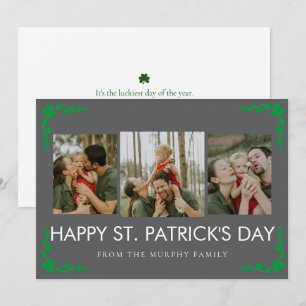 Minimalist lucky shamrock st. Patrick's Day Photo Holiday Card
