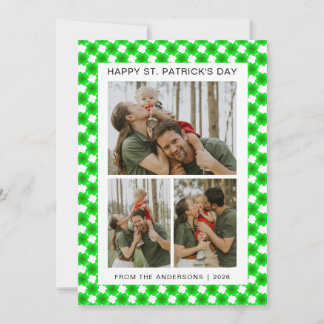 Minimalist lucky shamrock st. Patrick's Day Photo Holiday Card