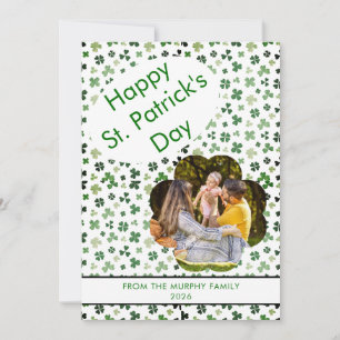 Minimalist lucky shamrock st. Patrick's Day Photo Holiday Card