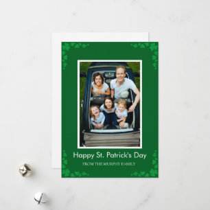 Minimalist lucky shamrock st. Patrick's Day Photo Holiday Card