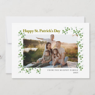 Minimalist lucky shamrock st. Patrick's Day Photo Holiday Card